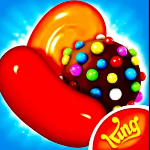 Candy Crush Saga gameplay showing colorful candies and puzzle levels