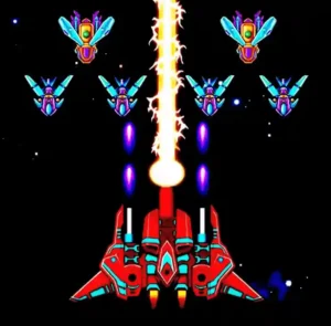 Galaxy Attack shooting game gameplay with spaceship fighting alien enemies