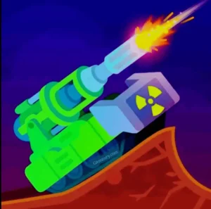Tank Stars game screenshot showing strategic tank battles and weapons